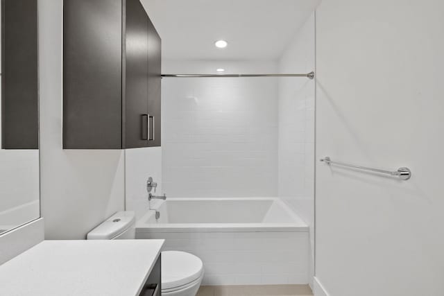 222 W Ave Unit 1503, Austin, TX 78701 - full bathroom with vanity, toilet, shower / tub combination, and recessed lighting