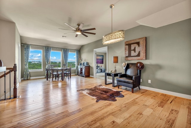 4309 Vista Verde Dr, Austin, TX 78732 - sitting room featuring a ceiling fan, baseboards, visible vents, and wood finished floors