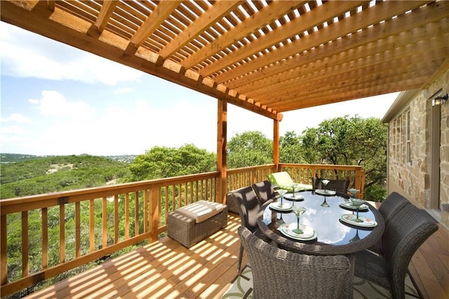 4309 Vista Verde Dr, Austin, TX 78732 - wooden terrace featuring a pergola, outdoor lounge area, and outdoor dining area