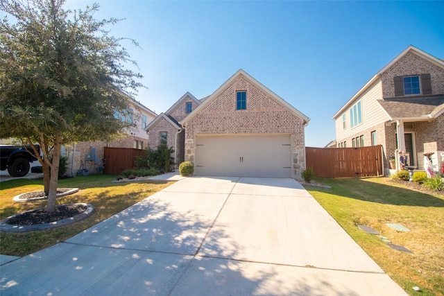 view of front facade with a garage and a front yard