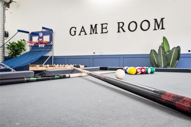 rec room with billiards