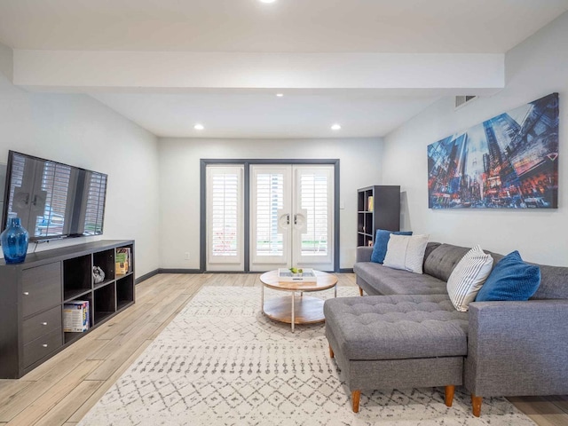 living room featuring light wood-type flooring