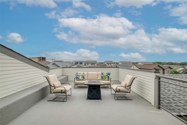 4209 Elevator Dr, Austin, TX 78731 - view of patio with an outdoor living space, a residential view, and a balcony