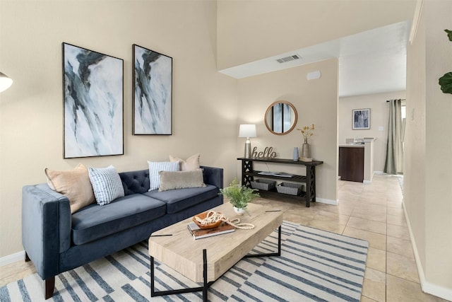 view of tiled living room