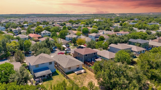 view of aerial view at dusk