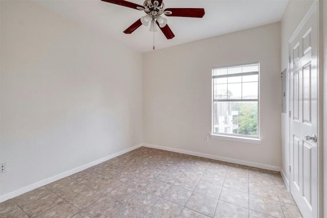 spare room featuring ceiling fan