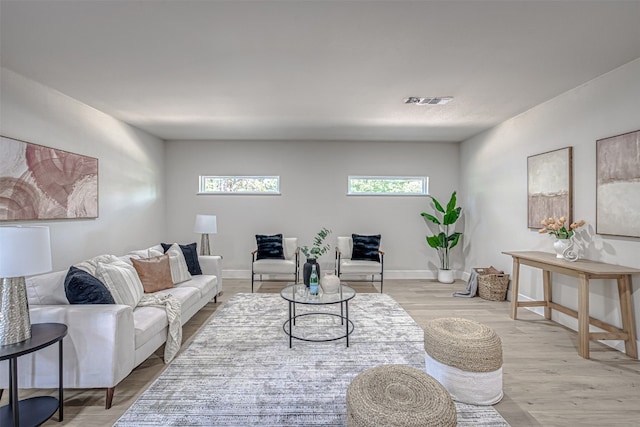 living room featuring light hardwood / wood-style flooring