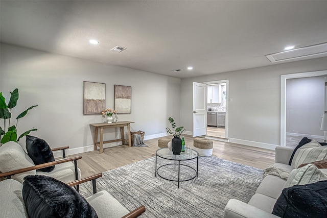 living room featuring light hardwood / wood-style flooring