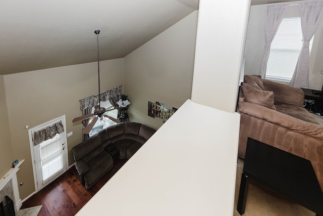 interior space with hardwood / wood-style flooring and ceiling fan