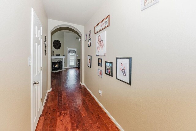 hall featuring dark hardwood / wood-style floors