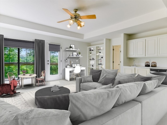 3503 Misty Creek Dr, Austin, TX 78735 - living room with ceiling fan