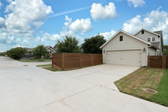 exterior space featuring a garage