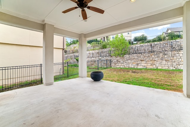 view of patio with ceiling fan