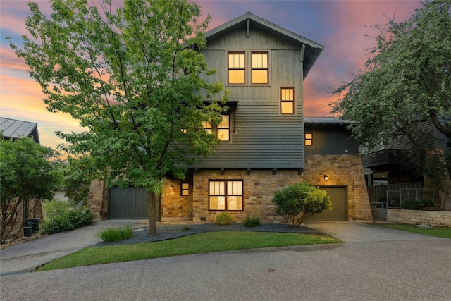 view of front of house with a garage