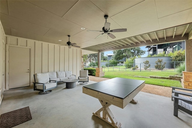 view of patio / terrace featuring outdoor lounge area and ceiling fan