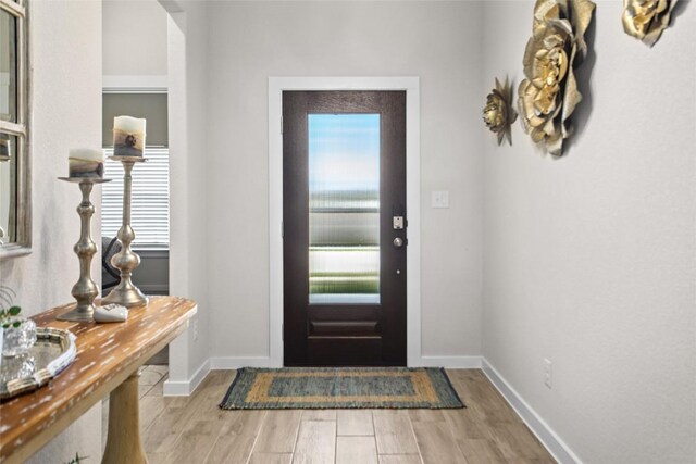 foyer with light hardwood / wood-style floors