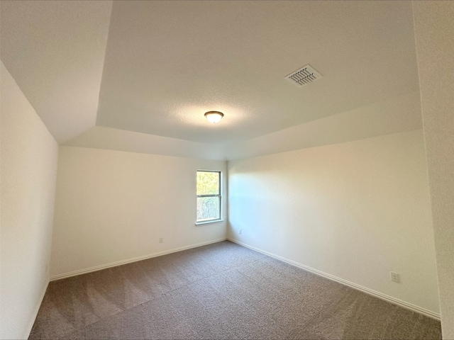 carpeted spare room featuring a textured ceiling