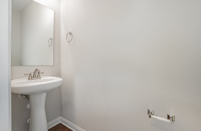 bathroom featuring wood-type flooring