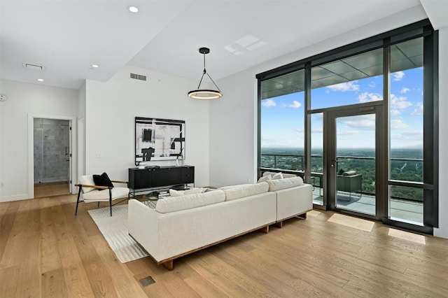 living room featuring light hardwood / wood-style floors