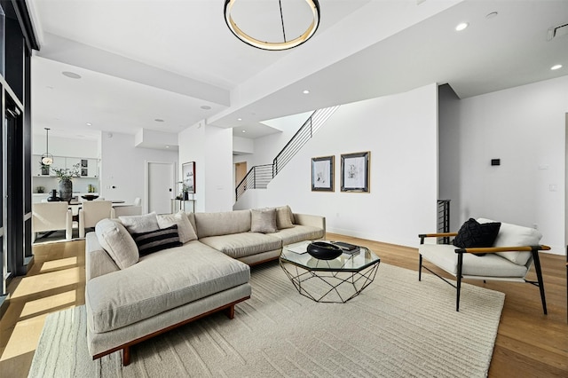 living room featuring light hardwood / wood-style floors