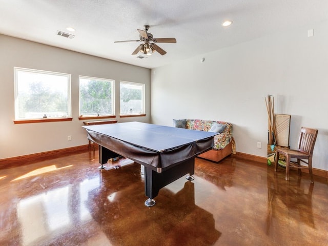 playroom featuring ceiling fan