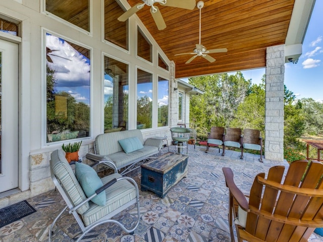 view of patio / terrace featuring outdoor lounge area and ceiling fan