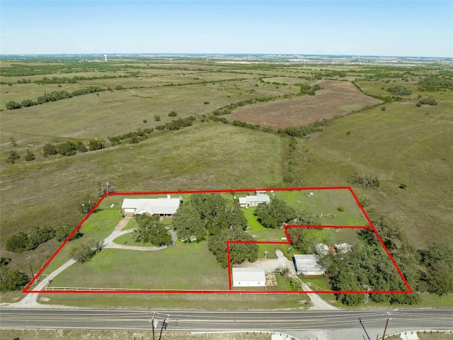 aerial view featuring a rural view