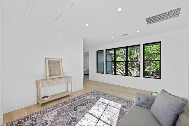 living room featuring light hardwood / wood-style floors