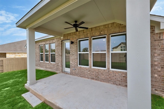 view of patio / terrace featuring ceiling fan