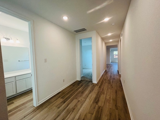 hall featuring dark hardwood / wood-style floors