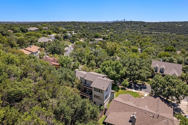 bird's eye view with a residential view and a view of trees