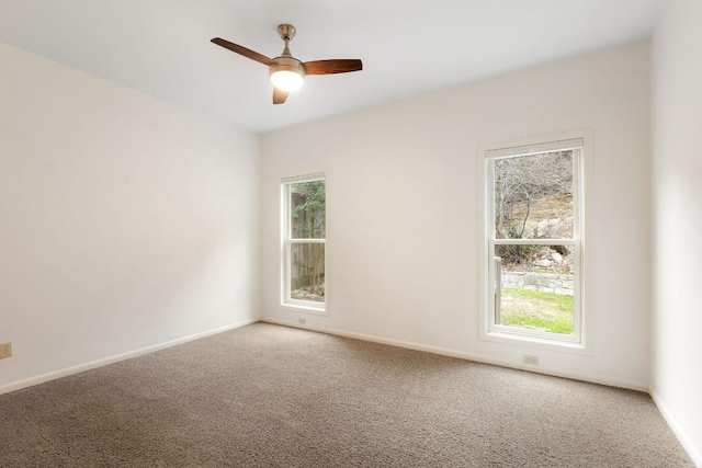 empty room with carpet floors, plenty of natural light, and baseboards