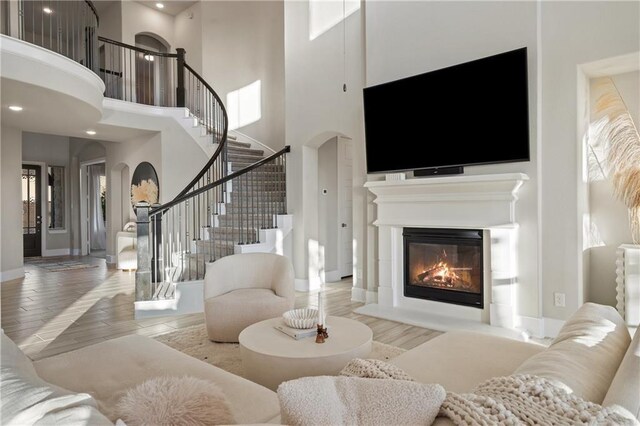 living room with light wood-type flooring