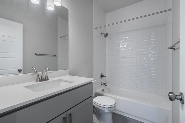 full bathroom with vanity, toilet, and bathtub / shower combination