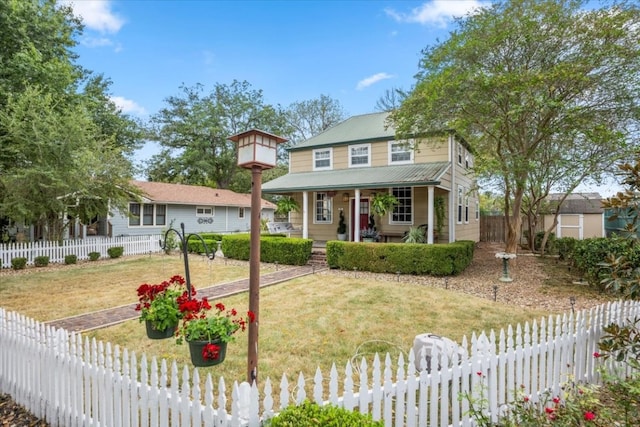 view of front of property with a front yard