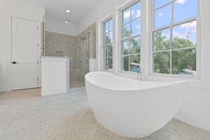 bathroom with independent shower and bath