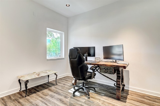 office area featuring hardwood / wood-style floors