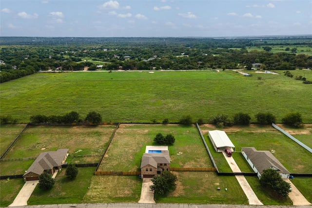 bird's eye view with a rural view