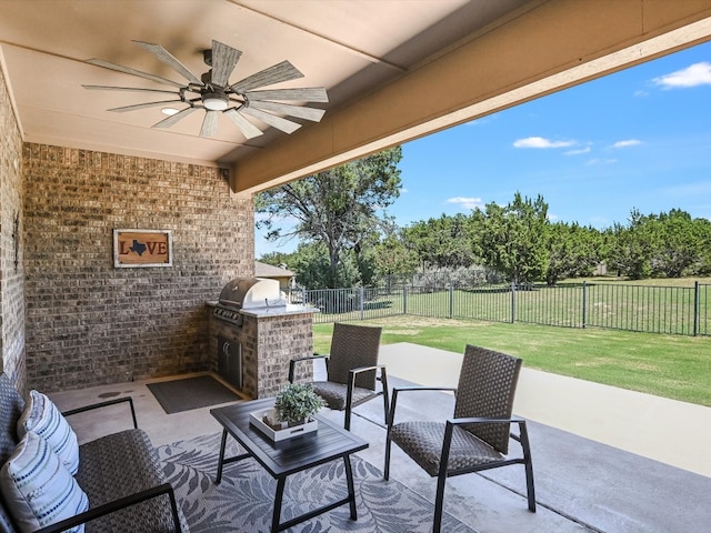 view of patio featuring grilling area and an outdoor kitchen