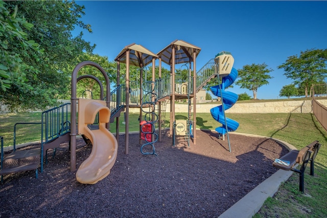 view of play area featuring a yard