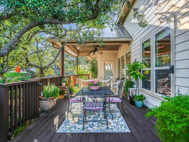717 Fallow, Horseshoe Bay, TX 78657 - deck featuring outdoor dining space and a ceiling fan