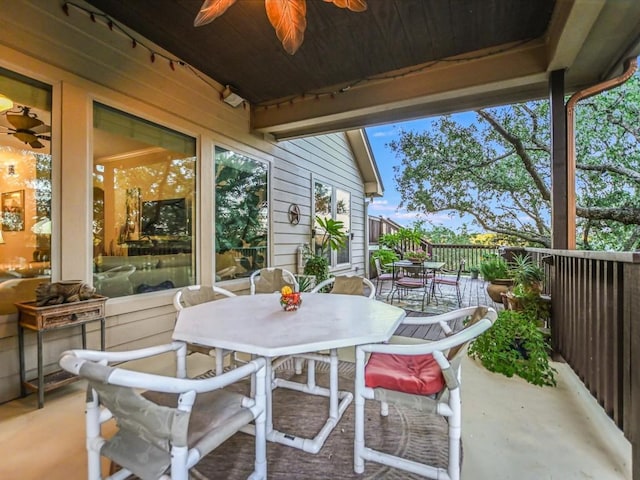 717 Fallow, Horseshoe Bay, TX 78657 - view of patio / terrace with outdoor dining area and ceiling fan