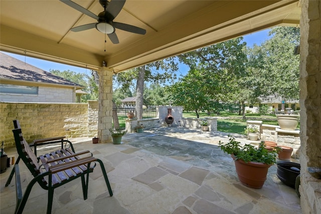 view of patio / terrace with ceiling fan