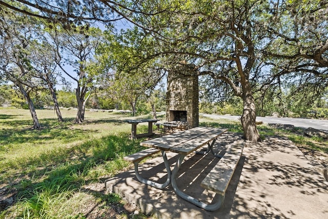 view of community with a patio