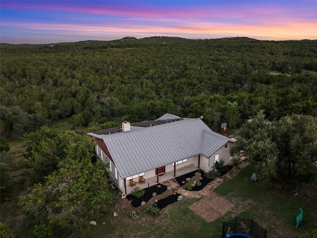 view of aerial view at dusk