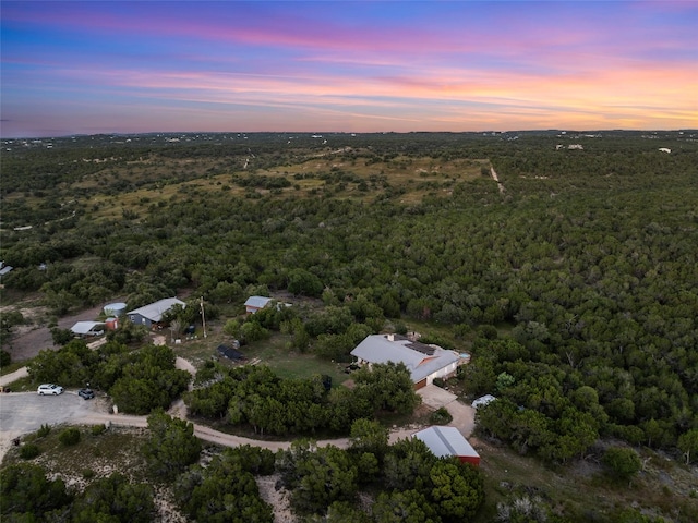 view of aerial view at dusk