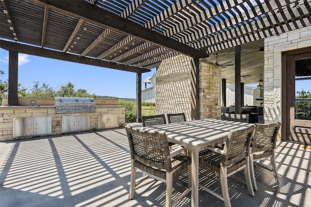 2105 Keeneland Cv Unit 6, Spicewood, TX 78669 - view of patio featuring outdoor dining space, a pergola, area for grilling, and a grill