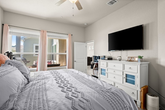 bedroom featuring ceiling fan