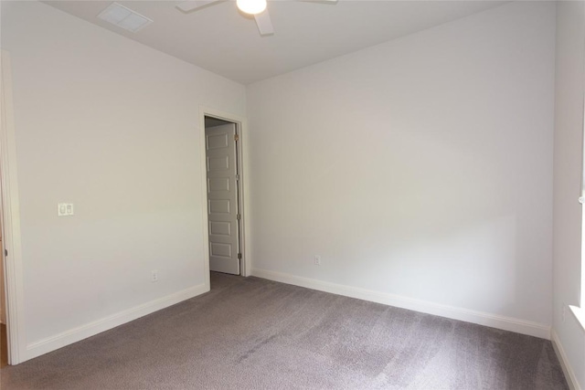 19108 Excursion Falls Way, Jonestown, TX 78645 - spare room featuring baseboards, carpet flooring, visible vents, and ceiling fan