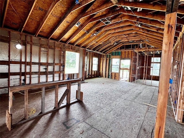 miscellaneous room featuring vaulted ceiling